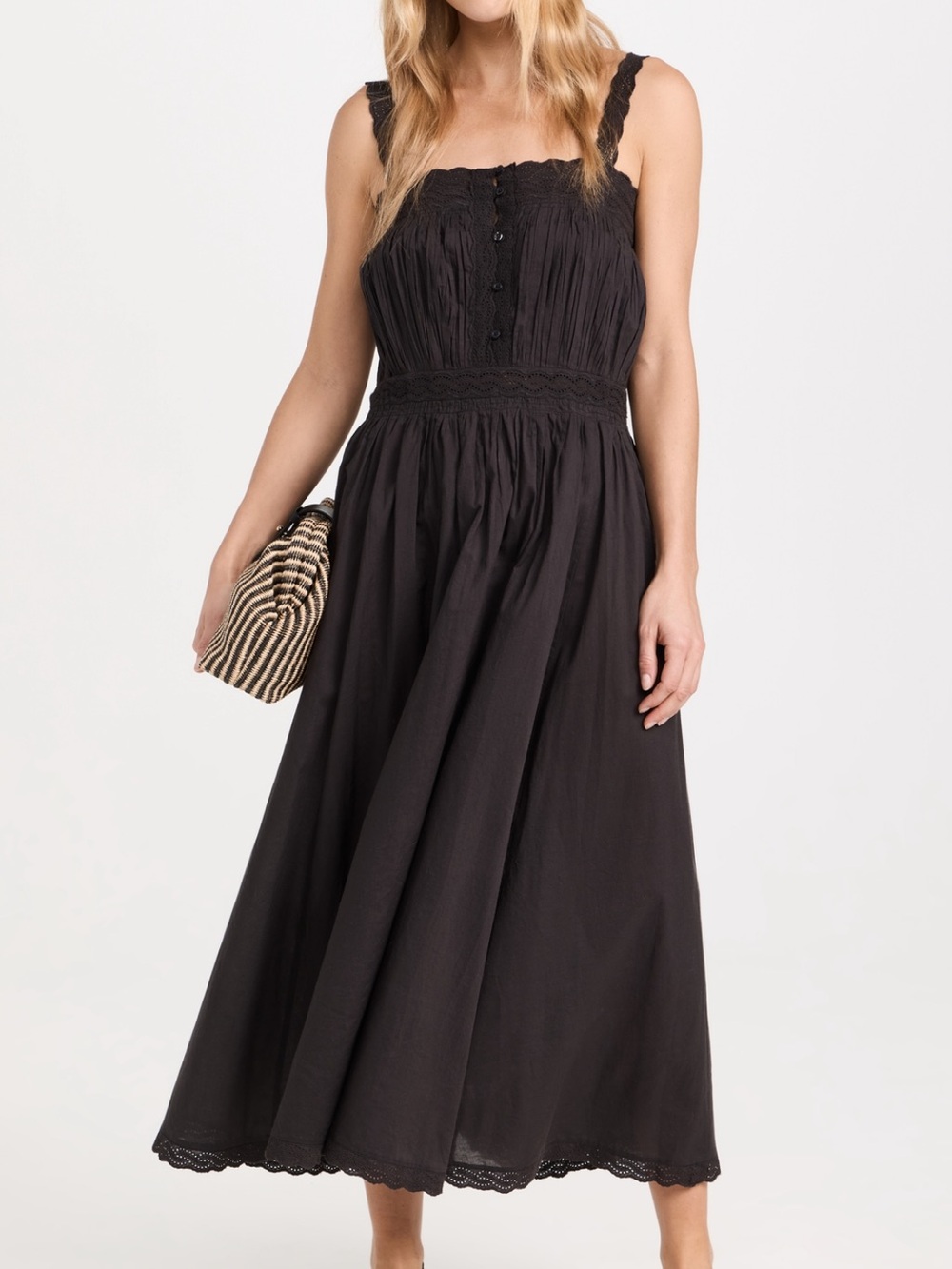 The Great Cachet Black Lace-Trim Sundress